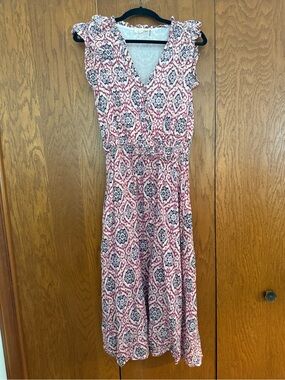 Elan Pink and Navy Patterned Midi Dress